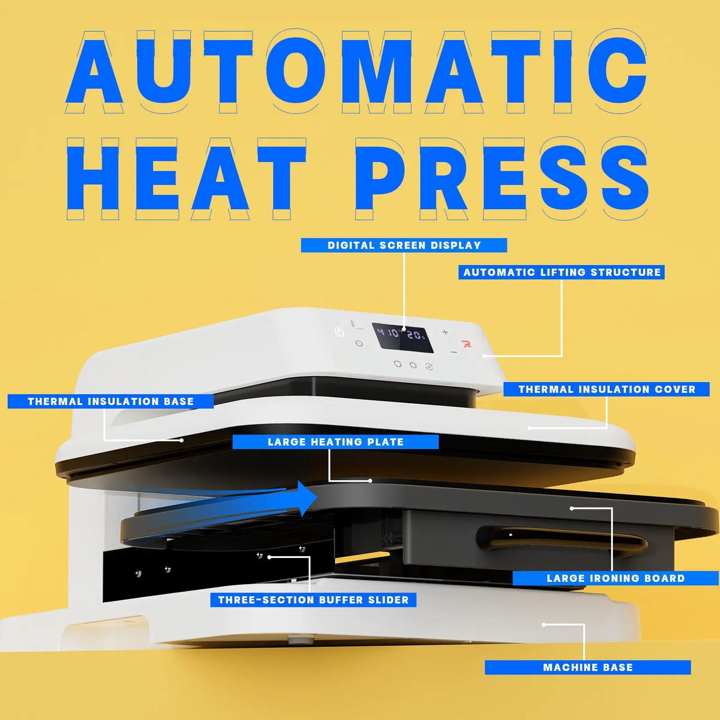 HTVRONT 15x15in 1500w Auto Heat And Pressure Press.