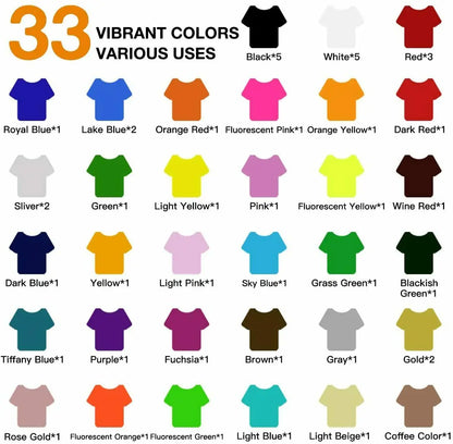 47Pcs HTVRONT PU Heat Transfer Vinyl Sheets, Multi-color