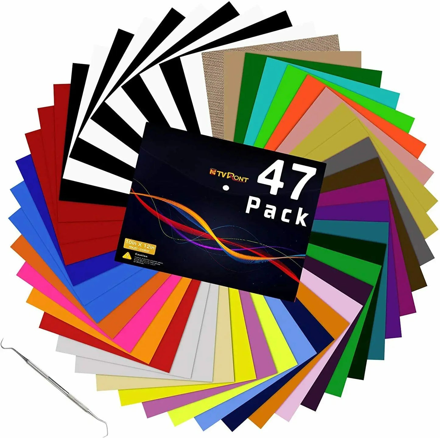 47Pcs HTVRONT PU Heat Transfer Vinyl Sheets, Multi-color