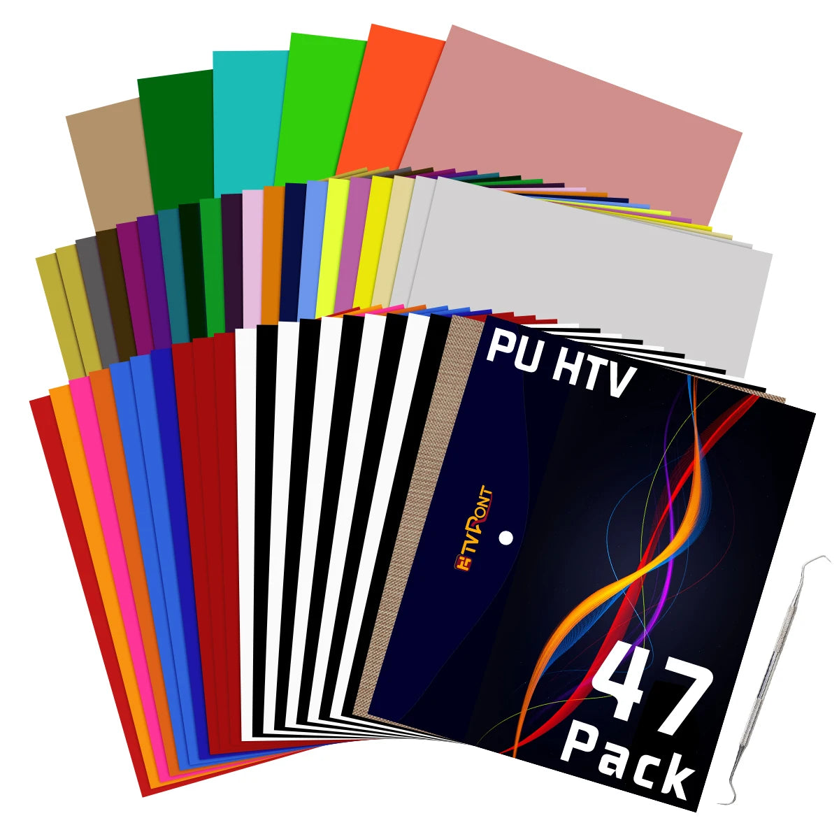 47Pcs HTVRONT PU Heat Transfer Vinyl Sheets, Multi-color