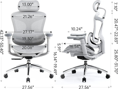 Ergonomic Office Chair, Dynamic Lumbar Support, Adjustable.