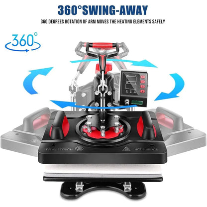 8 in 1 Heat Press Machine, 12" X 15" Swing Away, Digital