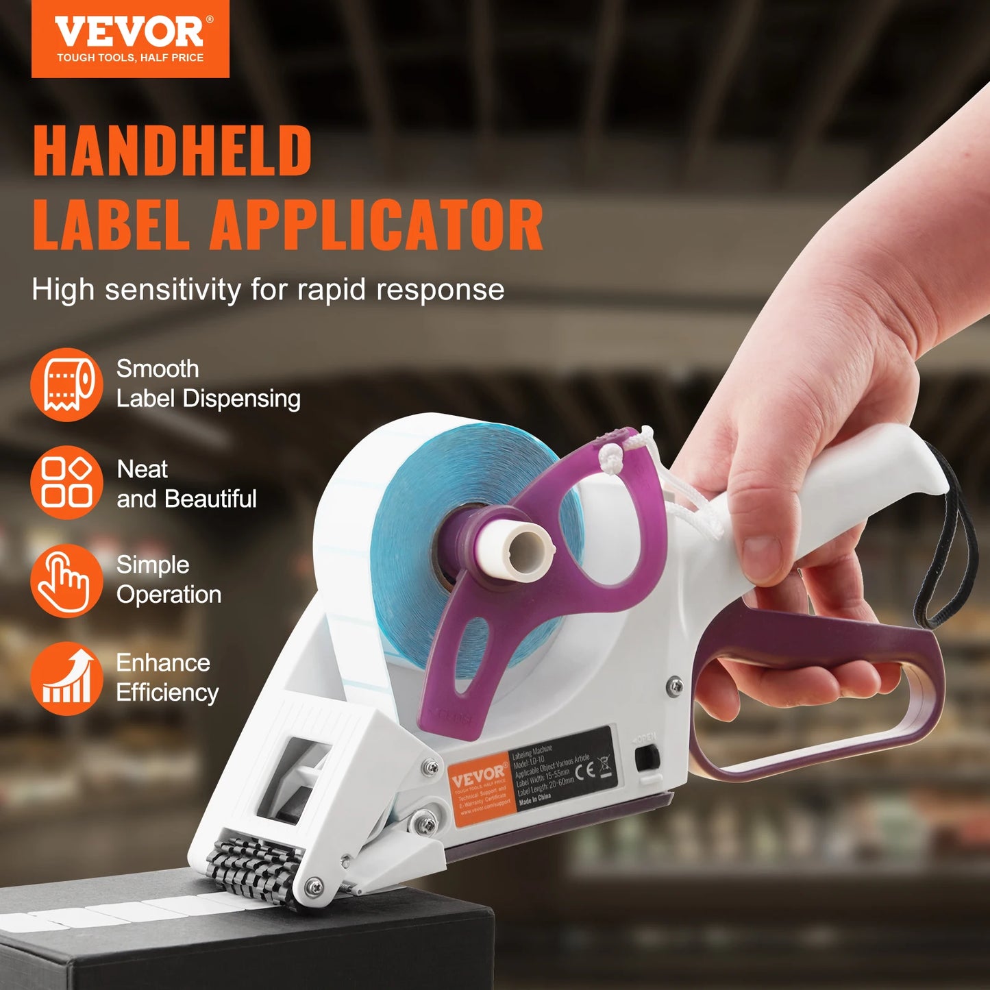 VEVOR Manual Hand-Held Label Dispenser, Portable