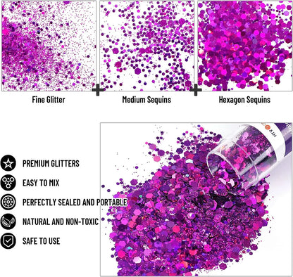 HTVRONT 150g 15 Colors Holographic Chunky Glitter.