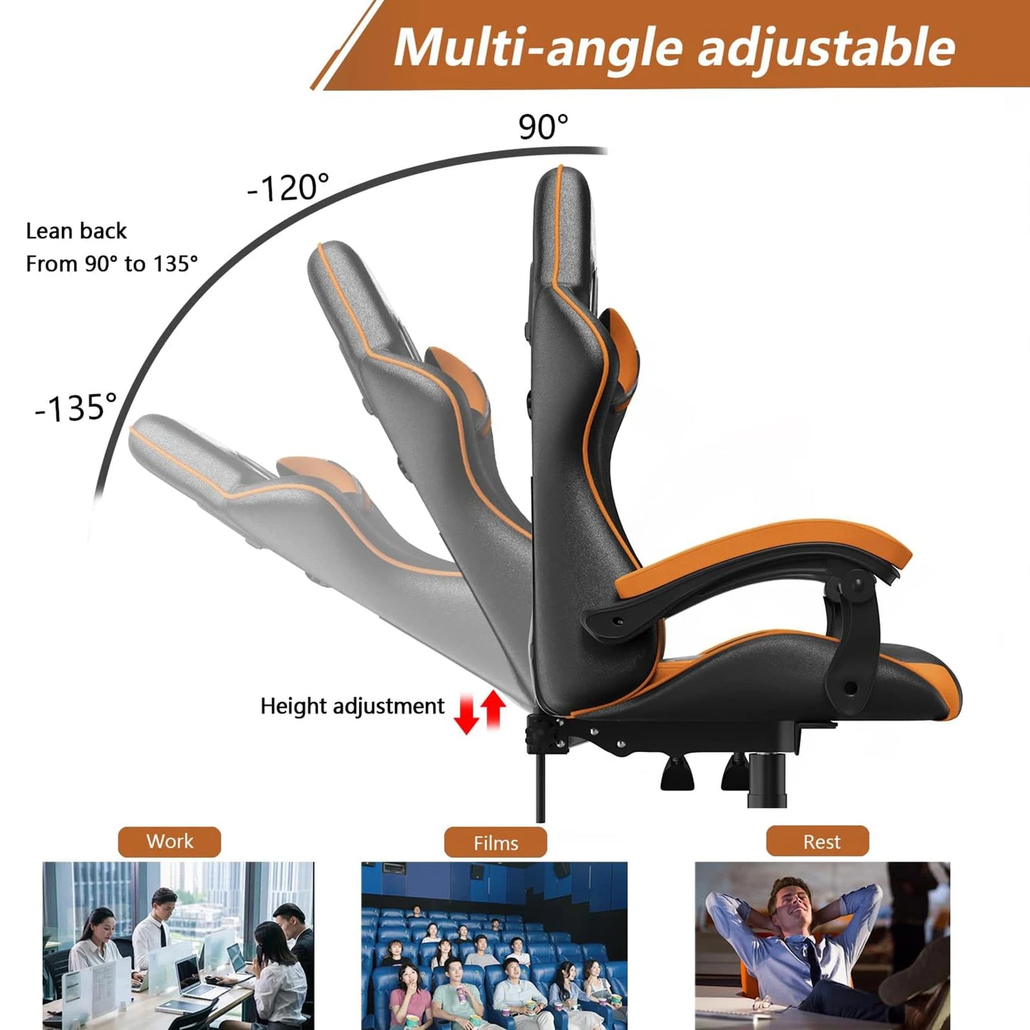 Gaming Chair, Office Chair, Ergonomic, Headrest and Lumbar Support.