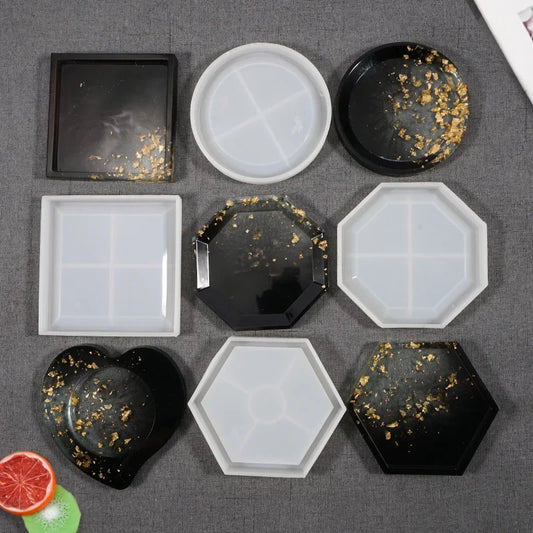 Epoxy Resin Mold , Square, Round, Hexagon Coaster Silicone .