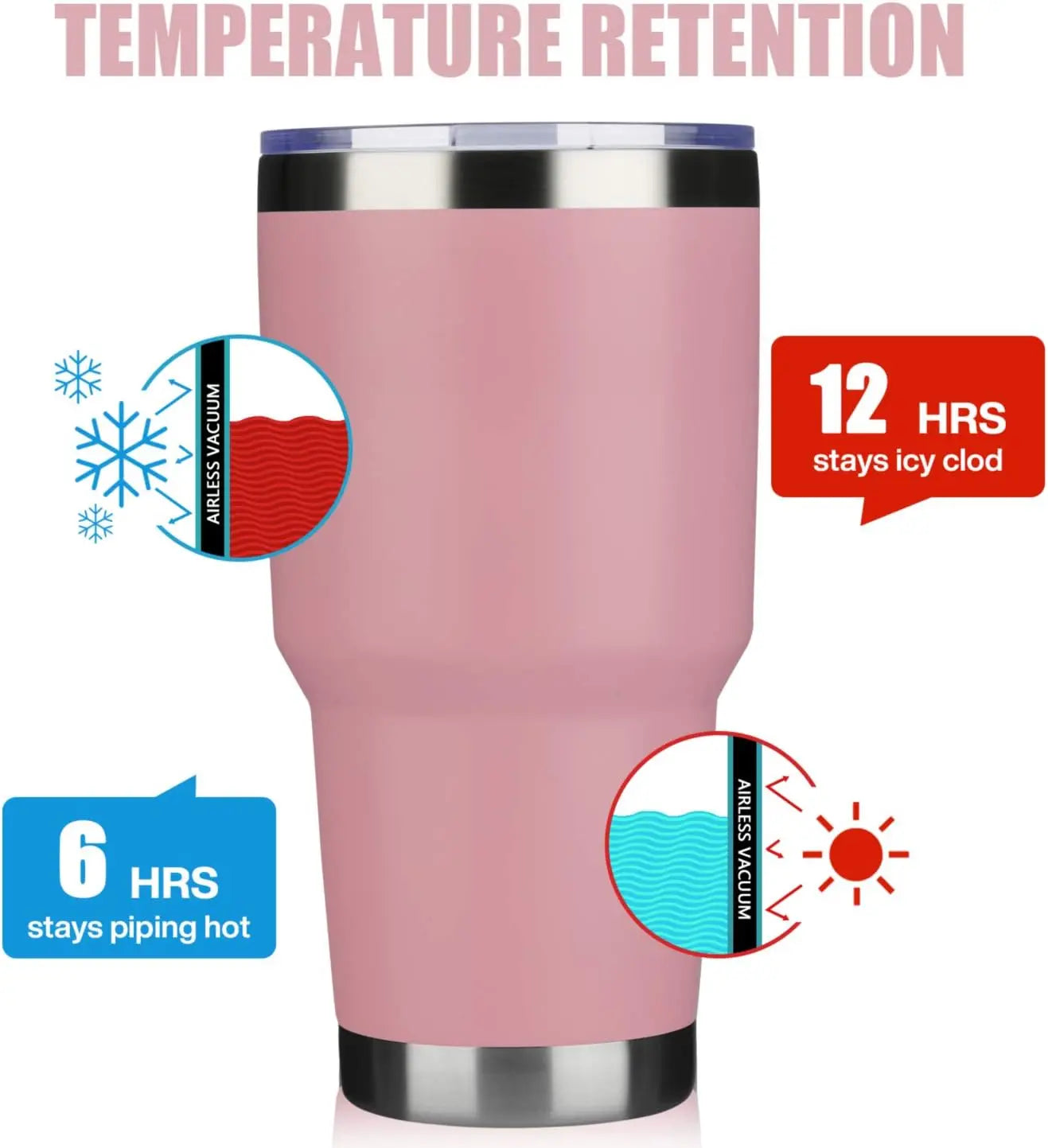 Pink 8 Pack, 30oz Insulated Tumblers, Lids and Straws