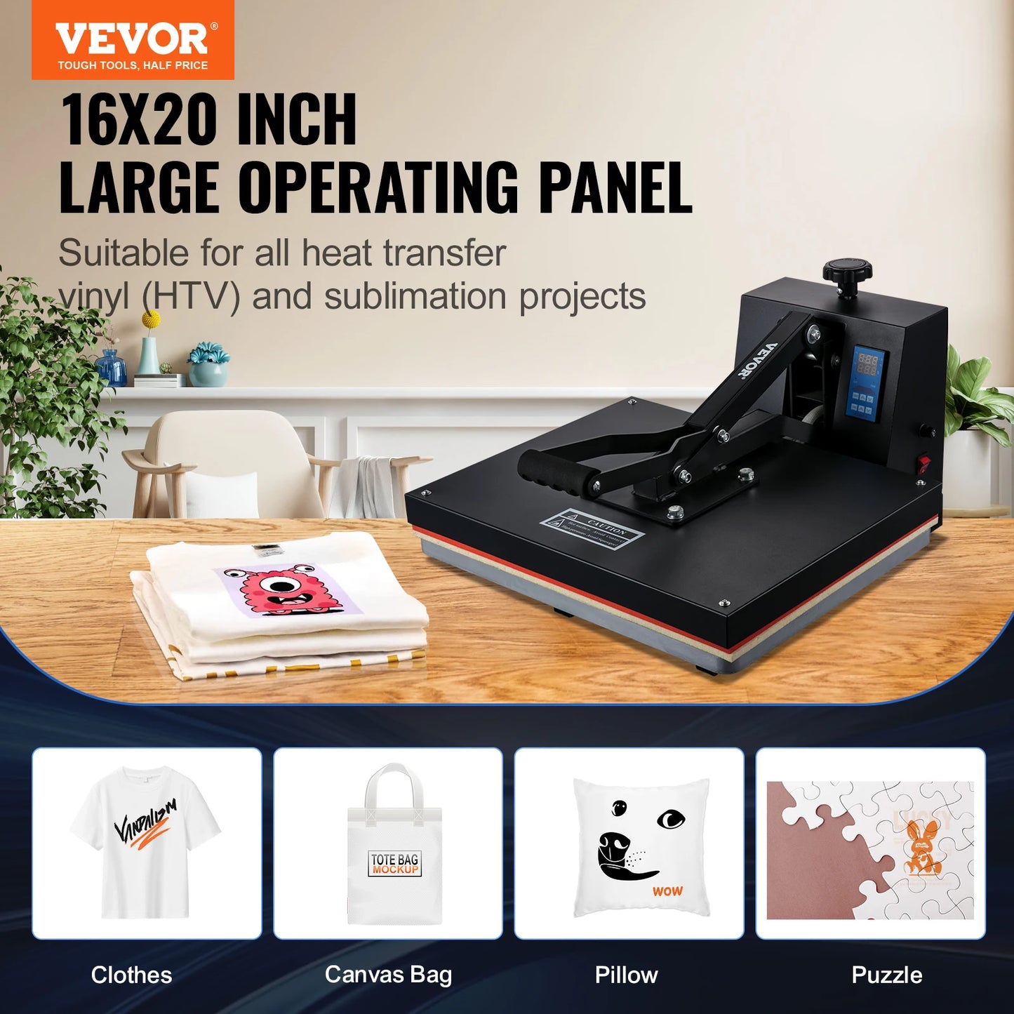 VEVOR Heat Press Machine 15" x 15"  / 16" x 20" / 16" x 24" Sublimation, HTV