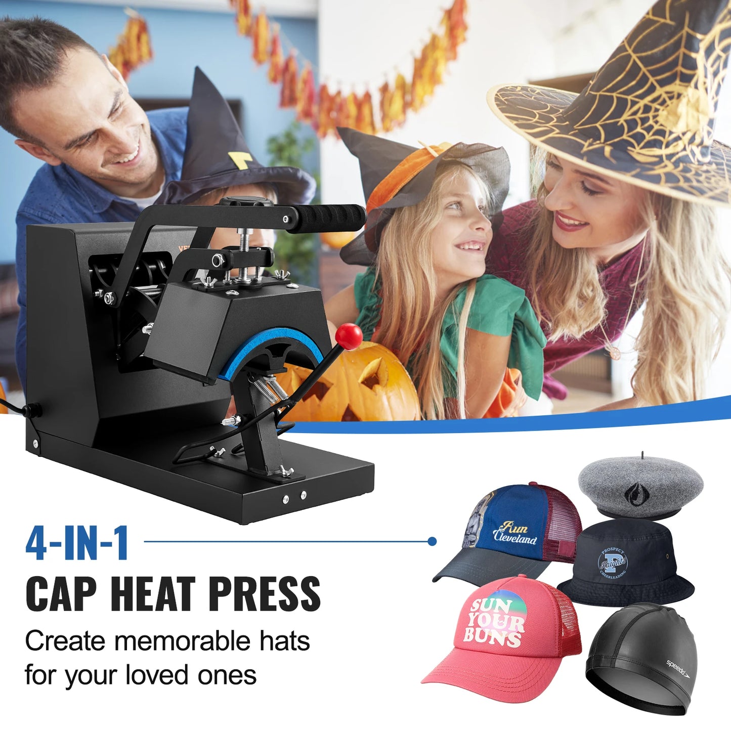 VEVOR 4 in1 Cap Heat Press Machine, 6x3inches, Clamshell Sublimation.