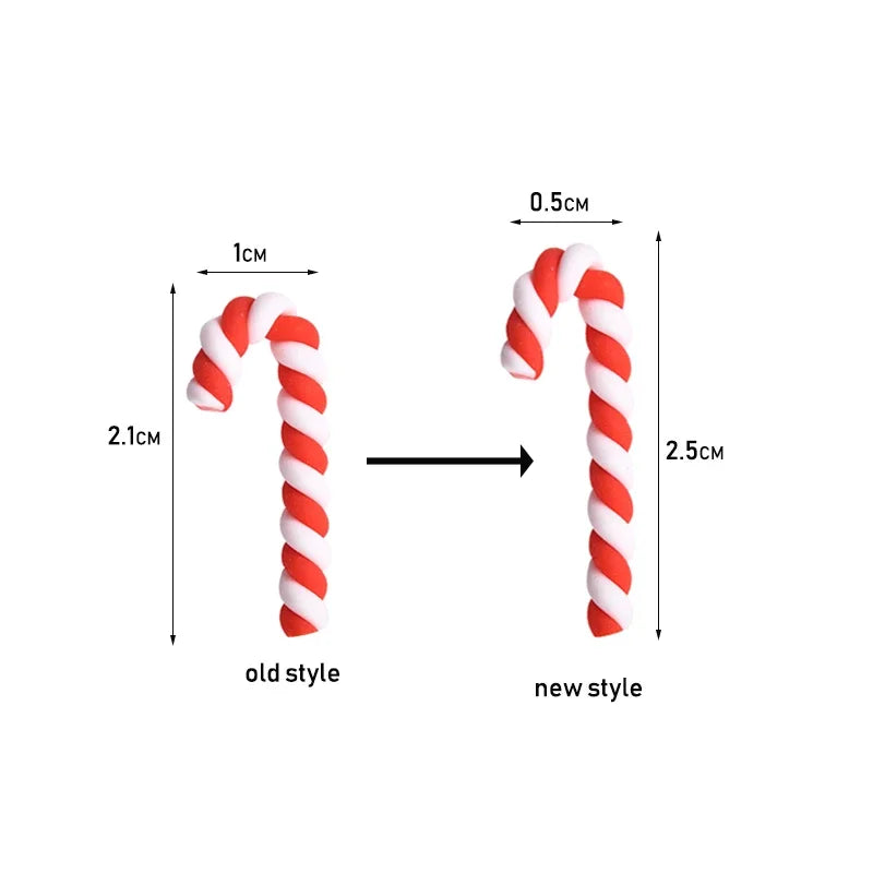 30/60/90pcs  Resin Flatback Cabochon, Christmas Candy Cane , 0.5cm x 2.5cm